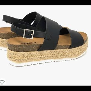 SOLD ON FB!Soda Women’s Size 7.5 Open Toe Ankle Strap Espardille Platform Sandal